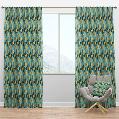 Panneau de rideau simple semi-diaphane avec passe-tringle Mid-Century Dynamics V