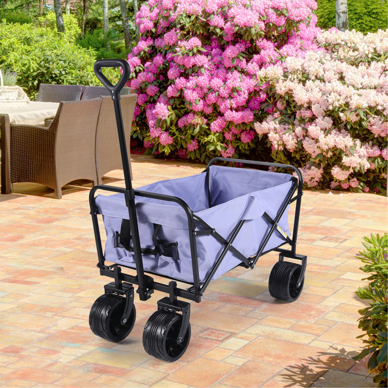 Chariot de plage pliable 100L pliable avec une grande capacité de 220Lbs, chariots de wagons pliables robustes avec de grandes roues pour le sable, le jardin, le camping