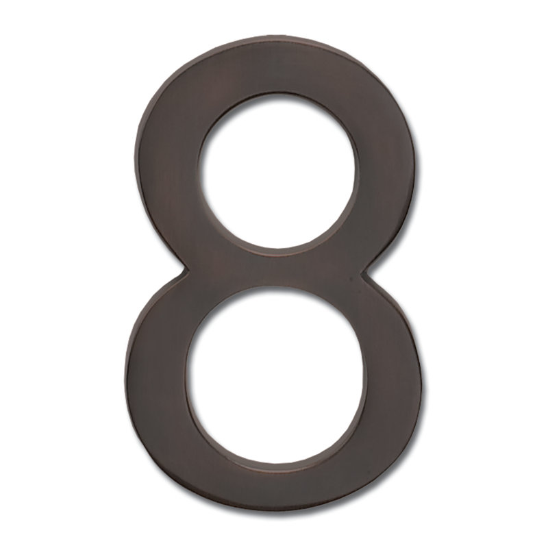 Numéro de maison à fixation affleurante, Cuivre foncé, Huit, 4 pouces