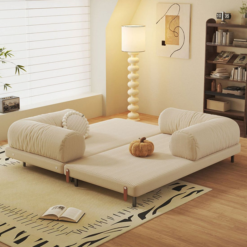 Canapé-lit en velours côtelé beige, 78.74"W*39.37"D*30.31"H