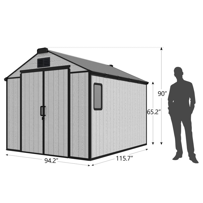 8 FT.W x 10 FT.D Outdoor Resin Storage Shed with Floor, Large Tool Sheds