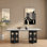 Black vintage solid wood rectangular dining table