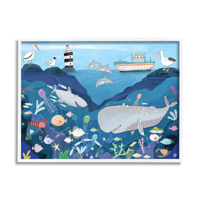 Illustration d'un enfant sous-marin, requin-baleine - peinture
