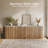 Set of 2 Modern Buffet Sideboard with Faux Marble Top, Camel