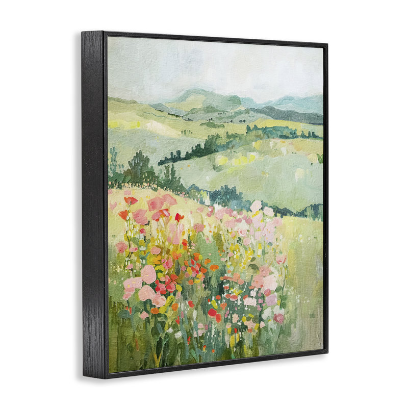  «Soft Flowers Meadow Giclee» par RileyB, H 14 po x l 11 po, Giclée encadrée noir minuit