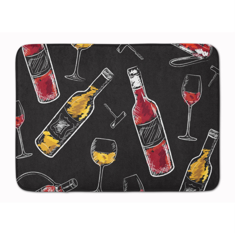 Memory Foam Non-Slip Bath Rug, Red/White/Black