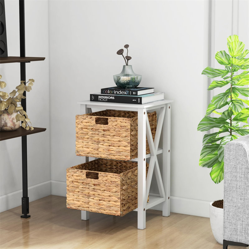 Darielle Metal Bedside Table, White