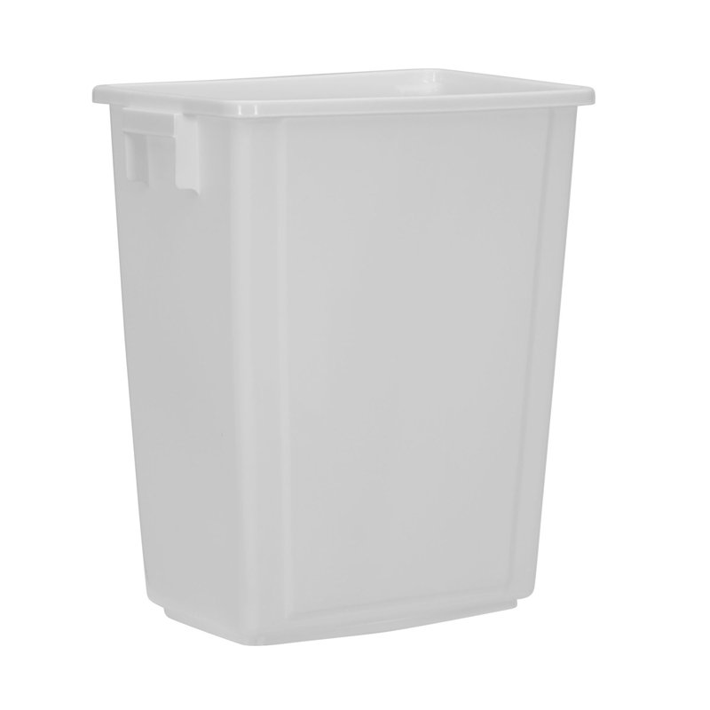 White Plastic Pull-Out Trash Can with Chrome Base
