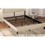 Structure de lit double en métal beige avec station de charge et tête de lit de rangement, support stable pour divers matelas, sans sommier, simple assemblage silencieux, lattes, sommier nécessaire