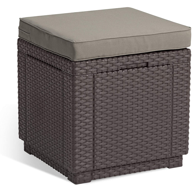Keter Stool with Cushion, Brown