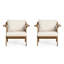 Chaises club Boling d'extérieur en bois d'acacia avec coussins (ensemble 2)