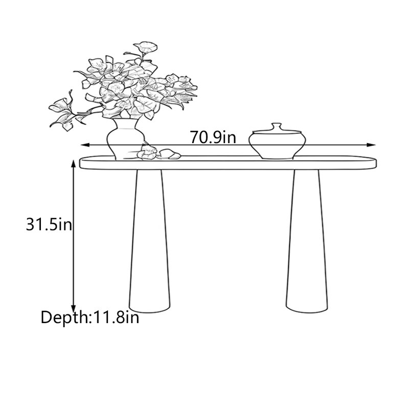 Solid Wood Black Console Table, 31.5" H x 70.9" W x 11.8" D