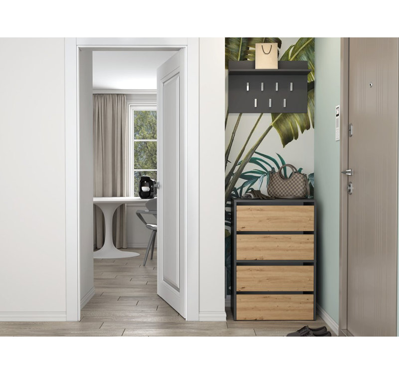 Sidwel 10 Pair Shoe Storage Cabinet, Grey