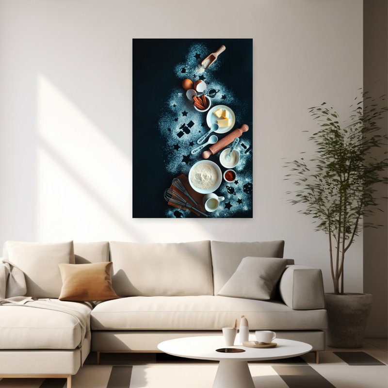 Cosmic Baking Ingredients Whimsical Abstract Contemporary Landscape Nature Wall Art Print by Dina Belenko - Wrapped Canvas Print