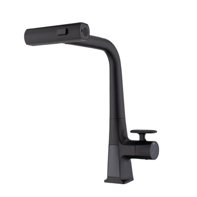 Matte Black Waterfall Kitchen Faucet with LED Temperature Display and Timer