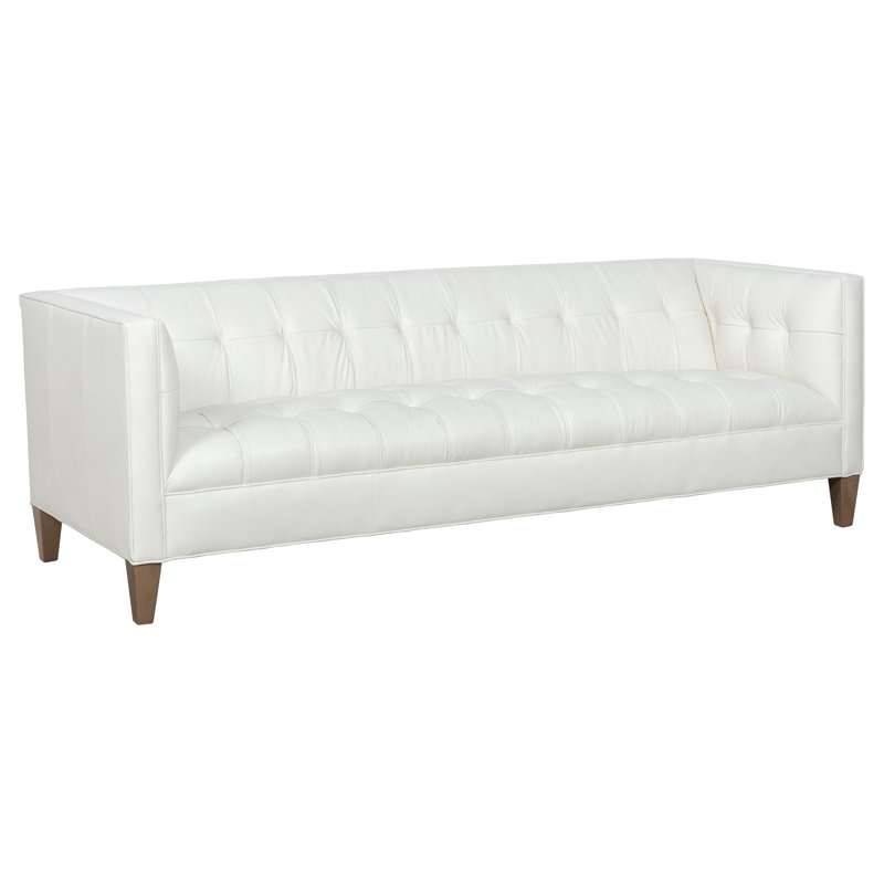 Dominique Leather Sofa, 85", Almond Buff, 1111 Brown