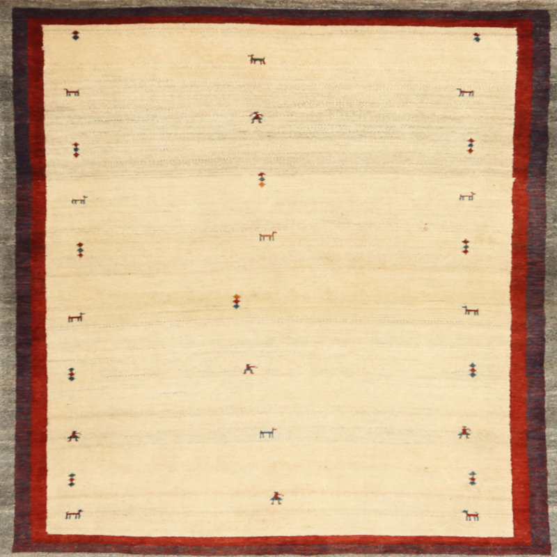 Tapis contemporain brun / beige, Carré 8 pi