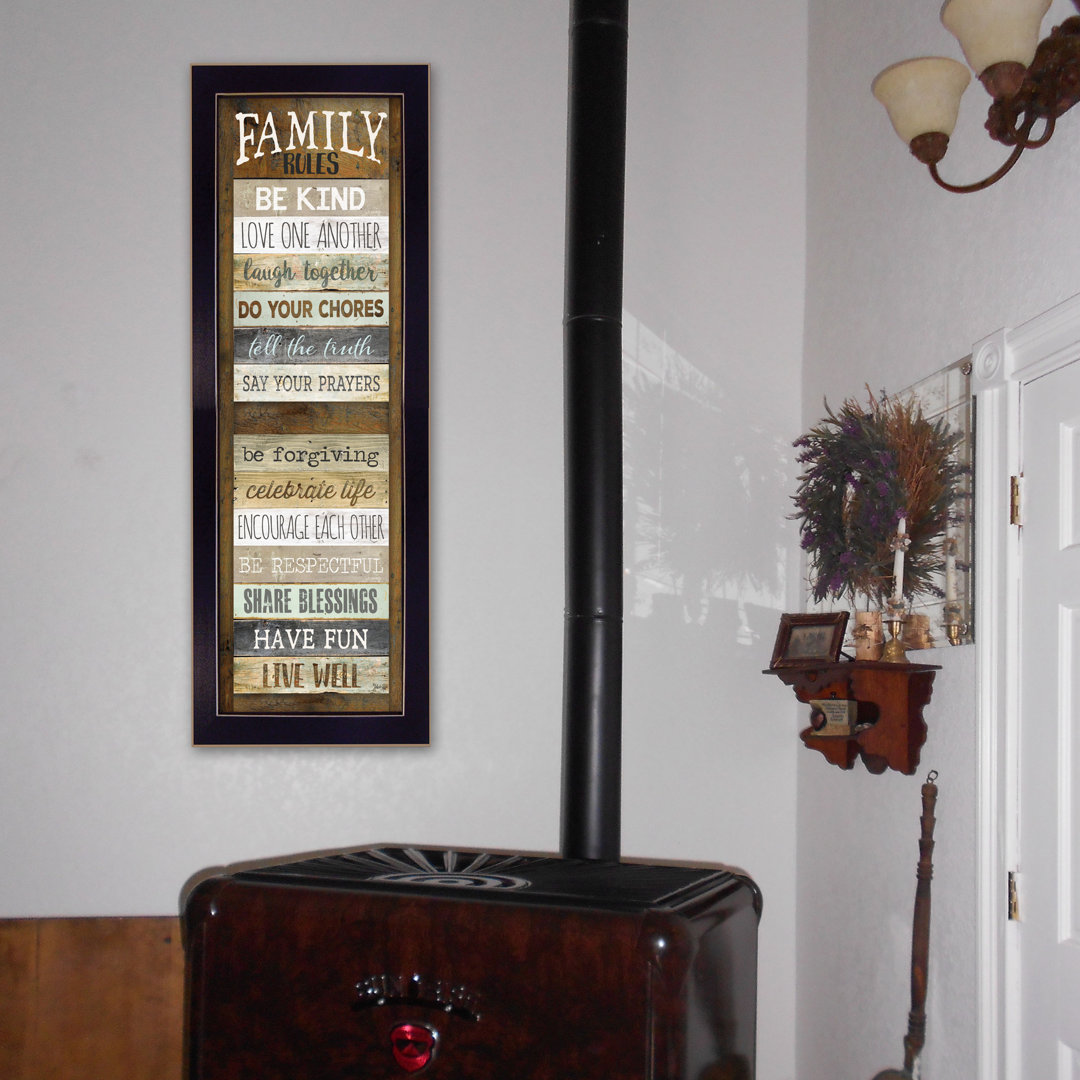 Family Rules Shutter Framed Wall Art for Living Room, Home Wall Decor Framed Print By Marla Rae Winston Porter