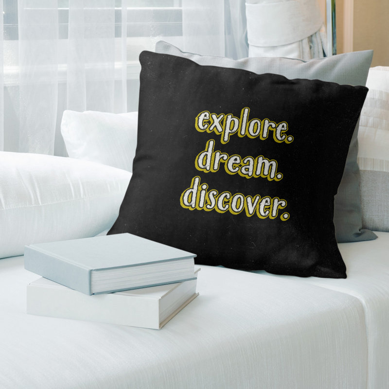 Coussin décoratif Explore Explore Dream, Jaune, 16 po x 1 po, Housse de coussin seulement - sans coussin