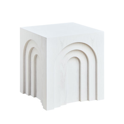 15.74'' Square Side Table Small Coffee Table Accent Table  Bedside Table For Living Room Bedroom,WHITE