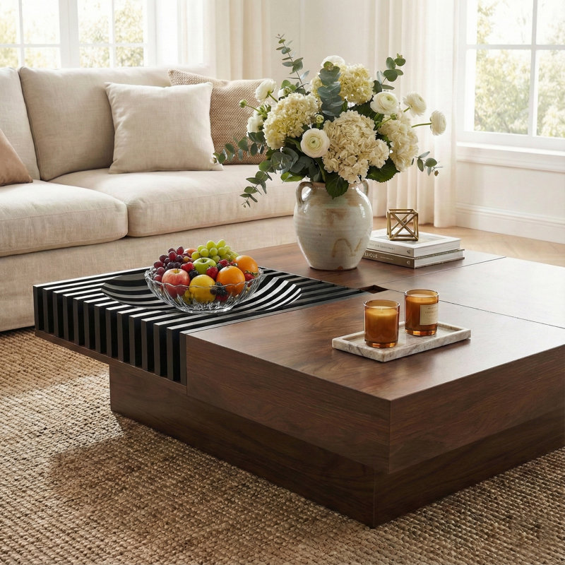 Solid Coffee Table with Storage