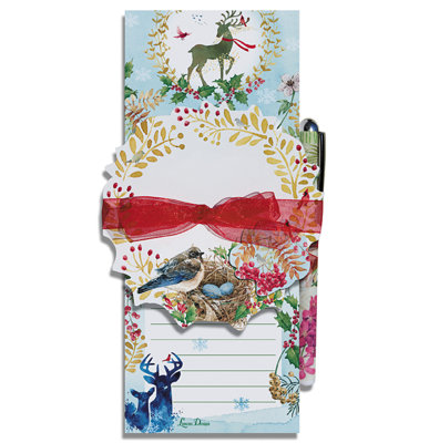 3 Piece Holiday Cheer Diecut Magnetic Listpad and Sticky Notepad Set