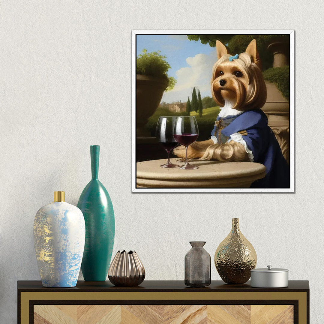 Yorkshire Terrier mit Wein von Rococo by Nobility Dogs - Gallery-Wrapped Canvas Giclée on Canvas