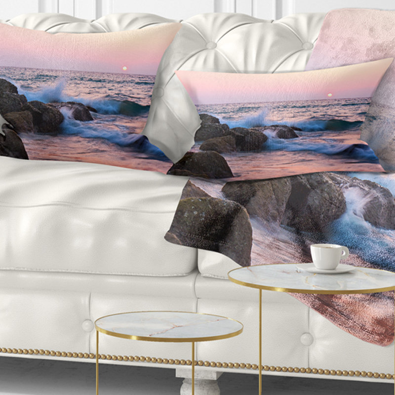 Oreiller avec oreiller en mousse rocky shore coast, Rectangle 12 po x 20 po