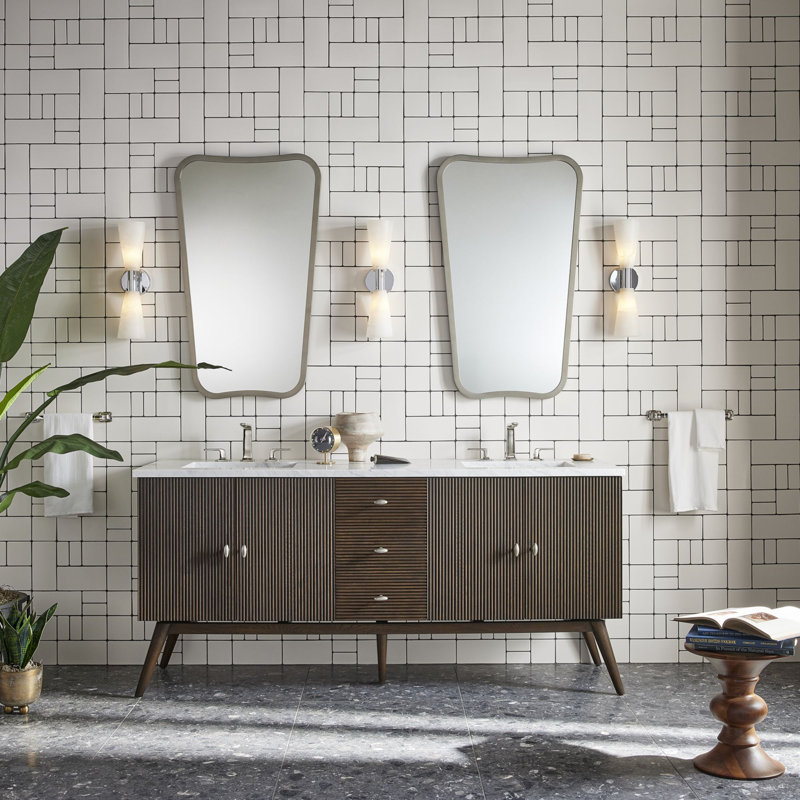 Wyndale Vanity And Quartz Stone Vanity Top, Brushed Pewter, White Zeus Extreme, Dark Burnt Oak