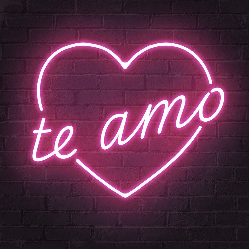 Neon Amor III by Victoria Barnes - Wrapped Canvas Print, 30 cm H x 30 cm W