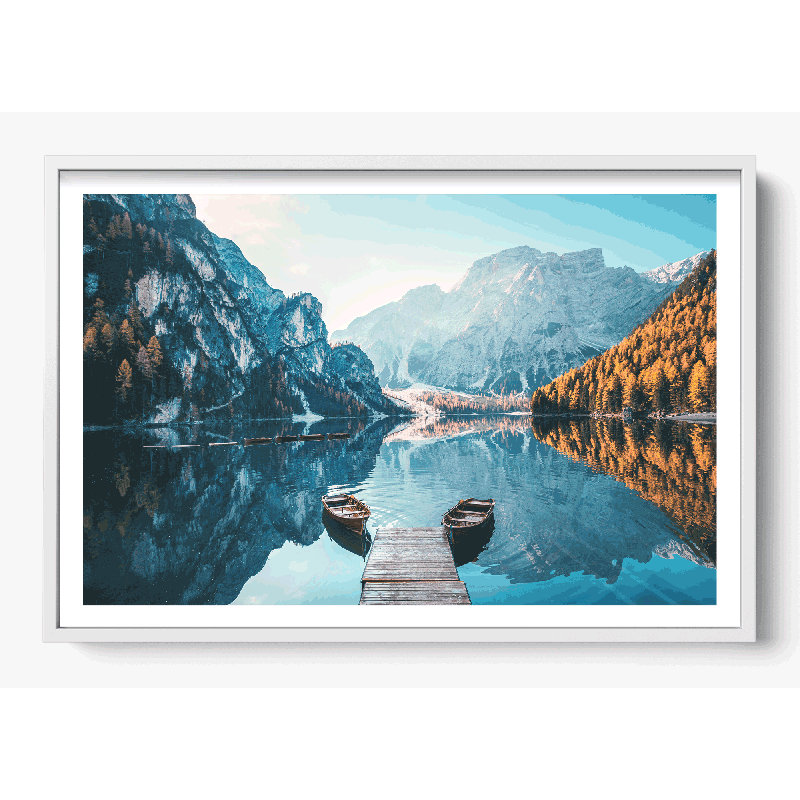 "Lago di Braies", 42 x 30, Oui, Blanc