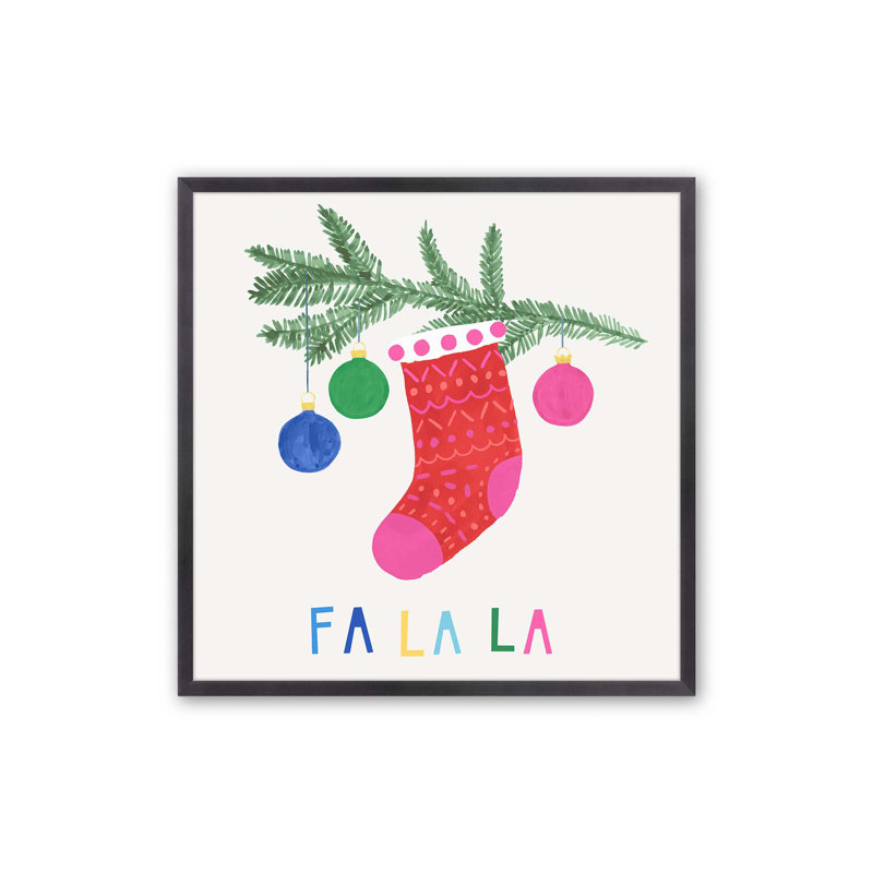 Chaussette de Noël joyeuse «I Print», H 13,75 po x l 13,75 po, Cadre simple en zinc patiné, bois massif