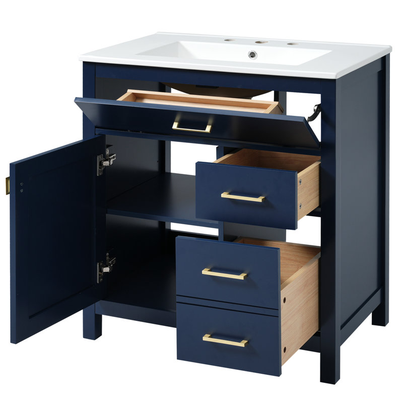 Base de meuble-lavabo simple 29,9 po seulement, Vert, Or