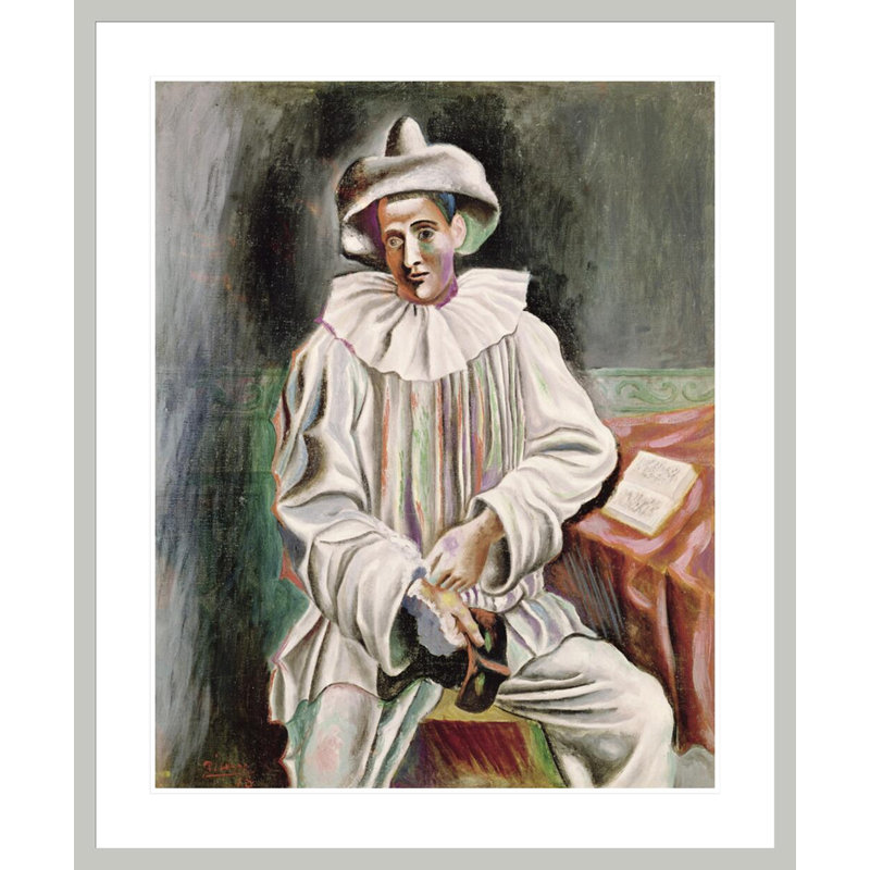 Assis Pierrot par Pablo Picasso, impression giclée sur cadre, H 40,37 po x l 33,5 po