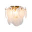 Plafonnier semi-encastré 3 lumières Hyler - Finition laiton brossé - Abat-jour en verre de style Murano blanc vaporeux