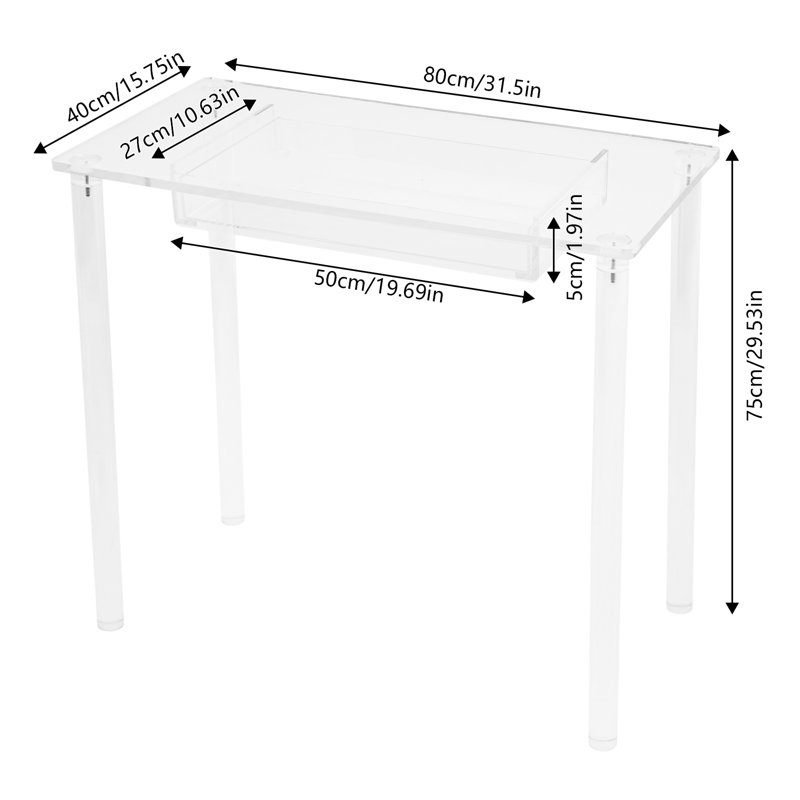 Clear Acrylic Small Makeup Table With Drawer