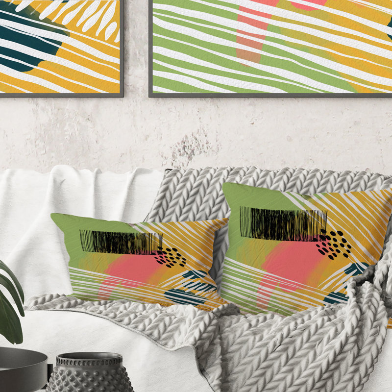 Coussin Minimal Abstract In Retro Tones, 16 po x 16 po