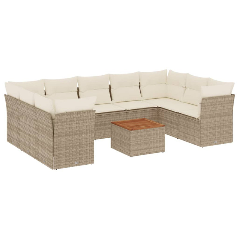 Grand canapé modulaire en rotin PE Vidaxl, Beige