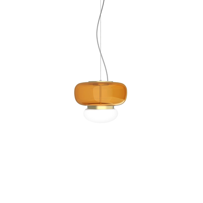 Faro 1 - Light Pendant, 90" H x 14" W x 14" D, White/Dark Ember, Painted Brass