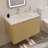 30" Modern Bathroom Vanity with Sink Wavy Textured Doors - Wall Mounted Floating Cabinet, Nature-544581653