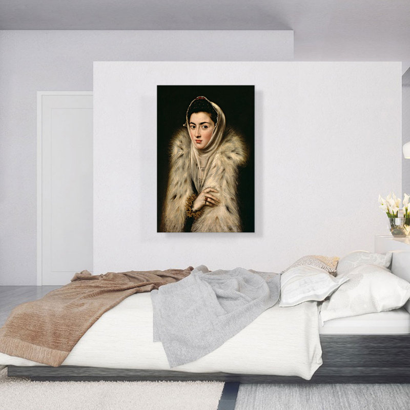 «Lady in a Fur Wrap» par El Greco, reproduction d'art sur toile tendue, H 40 po x l 26 po x P 1,5 po