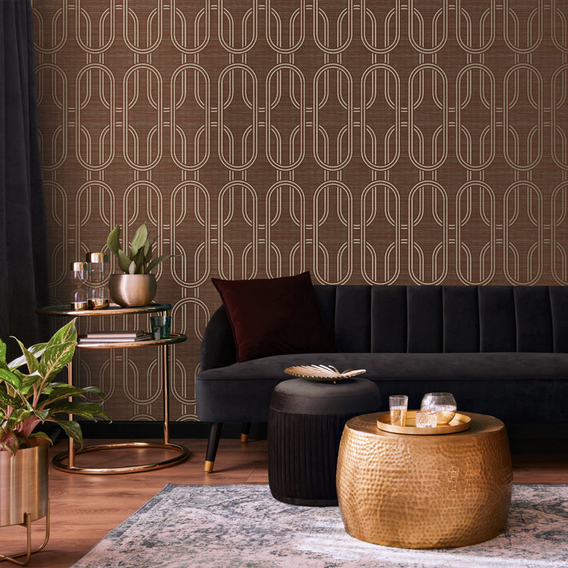 Geometric Metallic Wallpaper Double Roll, Ruby