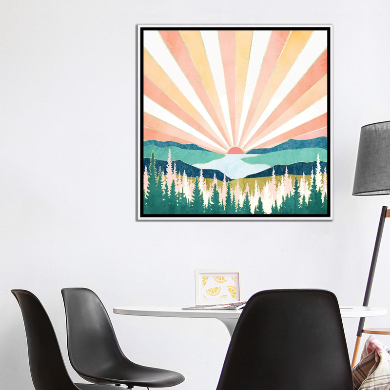 Coucher de soleil d'été - impression, 37" H x 37" W x 1.5" D, Aucun mat, White Framed Canvas
