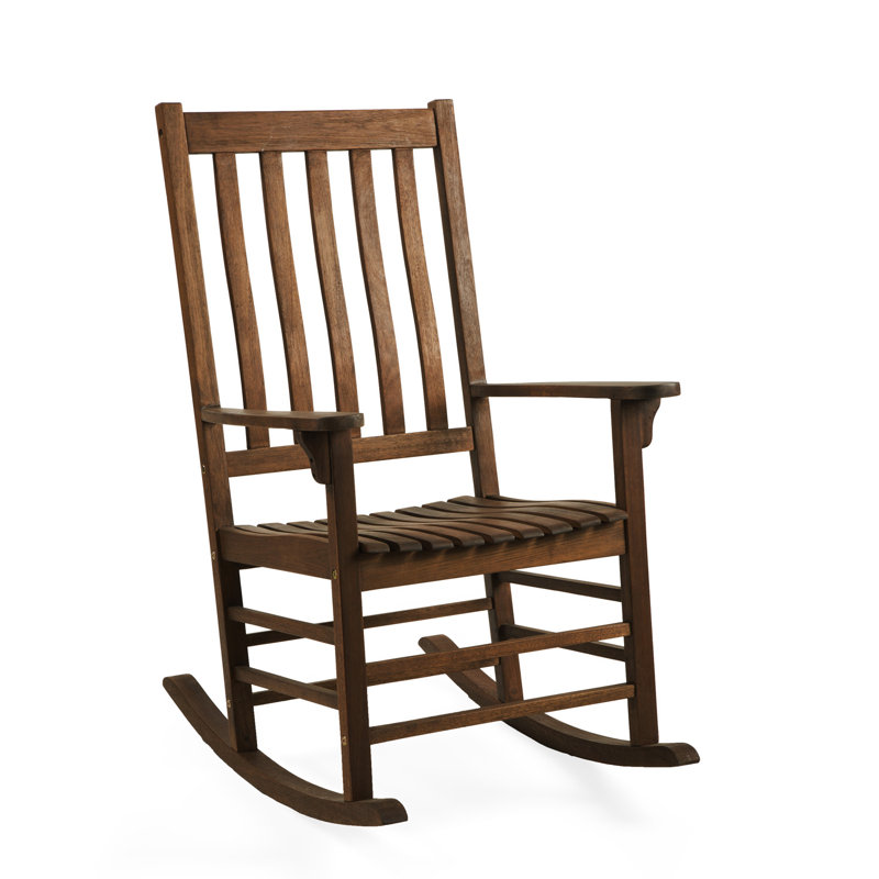 Chaise berçante d'extérieur en bois massif, Naturel