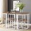 Ensemble de table de salle à manger 7 pièces pour 6 personnes | Table de cuisine moderne de 55 po avec structure en fer et plateau d'aspect marbre blanc | 6 chaises rembourrées avec sièges triangulaires et dossiers semi-circulaires | Conception peu encombrante-814128054