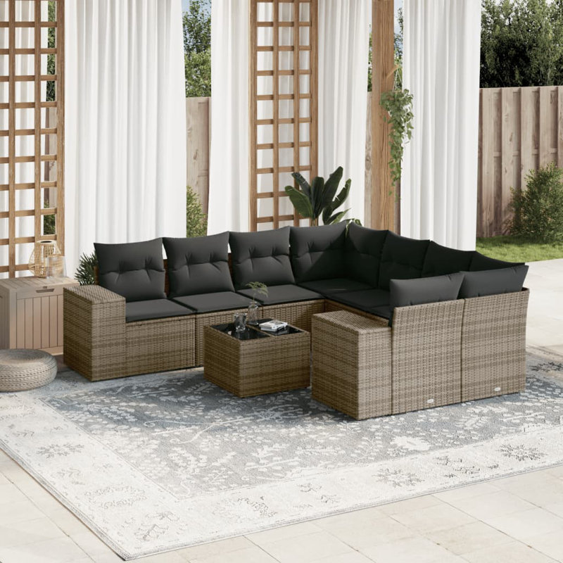 Ensemble de canapé de jardin Vidaxl Gris, gris foncé