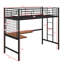 Lit mezzanine simple en métal avec bureau intégré et structure en grille métallique, y compris une échelle-114328199