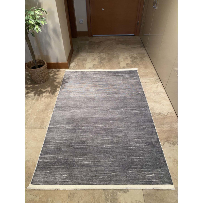 Tapis en coton avec envers antidérapant Kahlila, Rectangle 5 pi 11 po x 7 pi 3 po