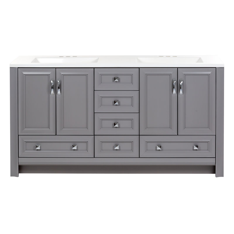 Ensemble de meuble-lavabo double 60,5 po Nimay, Gris