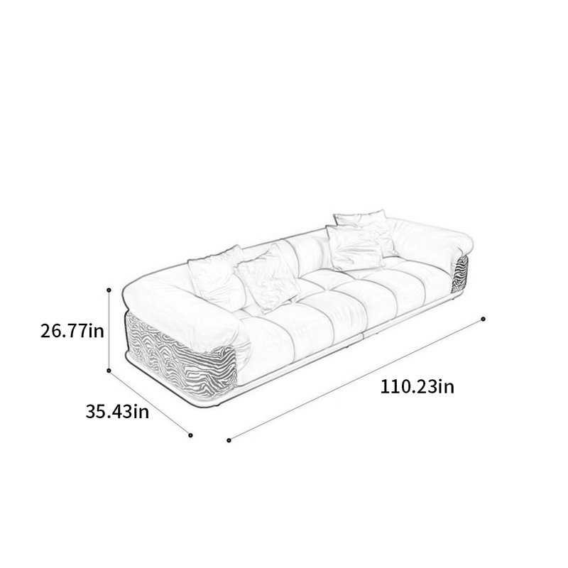 Canapé simple de style français rétro, H 26,77 po x l 110,23 po x P 35,43 po